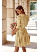 Subtle dress with a ruffled neckline, lemon 30440 - Online store - Boutique